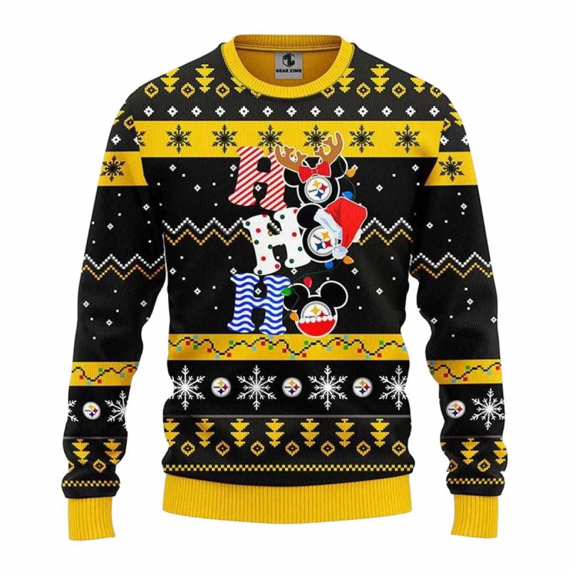 Pittsburgh Steelers Hohoho Mickey Ugly Sweater 1