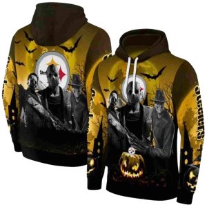 Pittsburgh Steelers Horror Halloween Vibes Gold Black AOP Hoodie