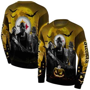 Pittsburgh Steelers Horror Halloween Vibes Gold Black AOP Sweatshirt