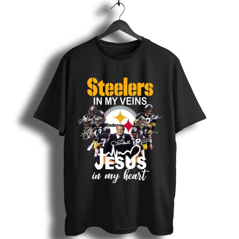 Pittsburgh Steelers In My Veins Jesus In My Heart Signatures Shirt T Shirt 1
