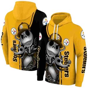 Pittsburgh Steelers Jack Skellington Gold AOP Hoodie