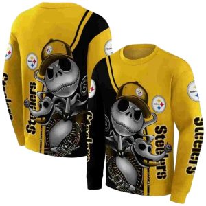Pittsburgh Steelers Jack Skellington Gold AOP Sweatshirt