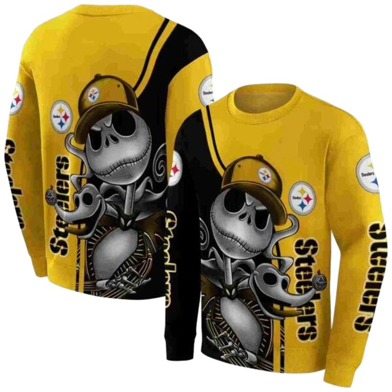 Pittsburgh Steelers Jack Skellington Gold Aop Sweatshirt 1