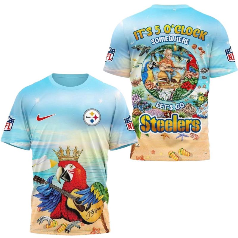 Pittsburgh Steelers Jimmy Its 5 Oclock Somewhere Aop T Shirt 1
