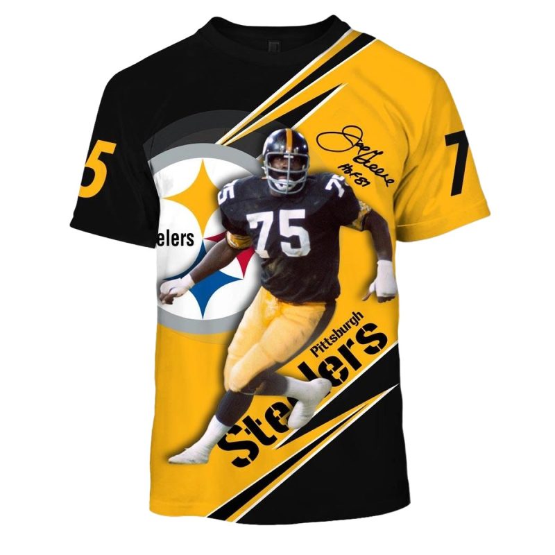 Pittsburgh Steelers Joe Greene No 75 Signature Aop T Shirt 1