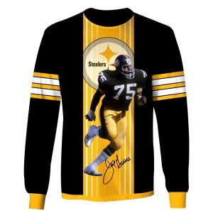 Pittsburgh Steelers Joe Greene No 75 Signature Black And Yellow AOP Sweatshirt