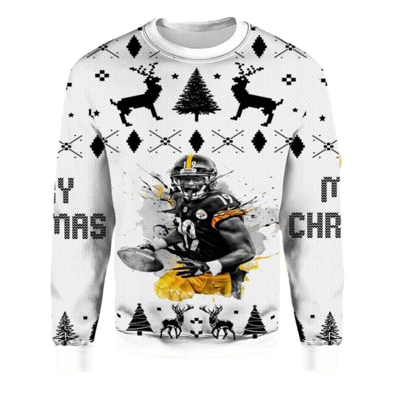 Pittsburgh Steelers Juju Smith Schuster White Ugly Sweater 1