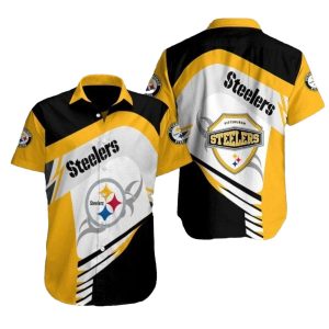 Pittsburgh Steelers Logo And Black And Gold Boldness Hawaiian Shirt