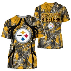 Pittsburgh Steelers Logo And Camo Hunting AOP T-Shirt