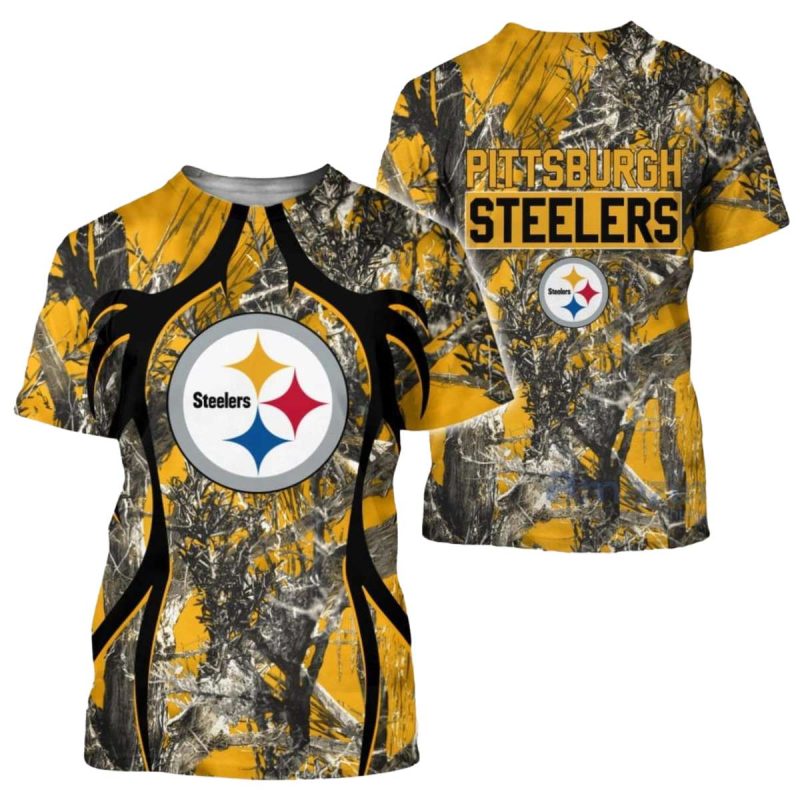 Pittsburgh Steelers Logo And Camo Hunting Aop T Shirt 1