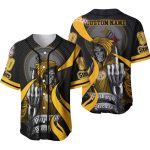 Pittsburgh Steelers Logo And Dead Skull Graphic Halftone Pattern Baseball Jersey