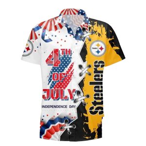 Pittsburgh Steelers Logo And Happy Independence Day Hawaiian Shirt