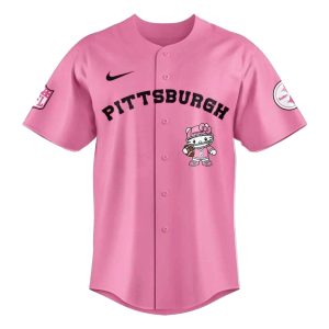 Pittsburgh Steelers Logo And Hello Kitty Pink Baseball Jersey