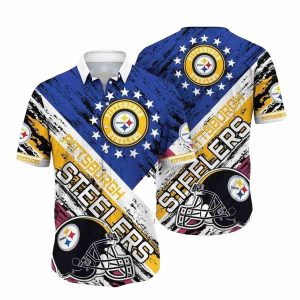 Pittsburgh Steelers Logo And Helmet Vibrant Game Day Hawaiian Shirt
