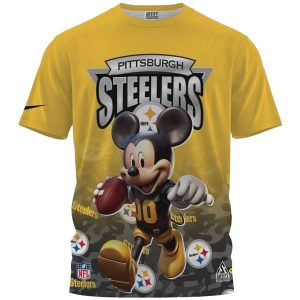 Pittsburgh Steelers Logo And Mickey Player AOP T-Shirt