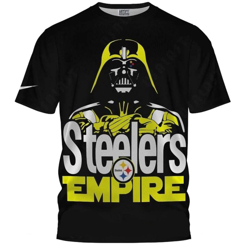 Pittsburgh Steelers Logo And Star Wars Darth Vader Black Empire Aop T Shirt 1