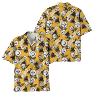 Pittsburgh Steelers Logo And Tropical Vibes Pattern Hawaiian Shirt