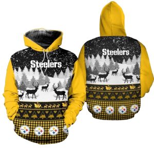 Pittsburgh Steelers Logo And Xmas Pattern AOP Hoodie