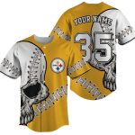 Pittsburgh Steelers Logo Ball Skull Baseball Jersey