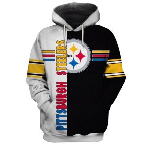 Pittsburgh Steelers Logo Black And White AOP Hoodie