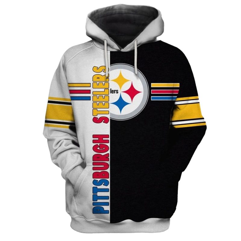 Pittsburgh Steelers Logo Black And White Aop Hoodie 1