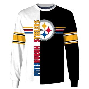 Pittsburgh Steelers Logo Black And White AOP Sweatshirt
