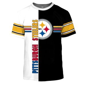 Pittsburgh Steelers Logo Black And White AOP T-Shirt