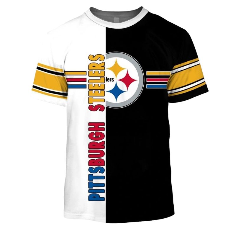 Pittsburgh Steelers Logo Black And White Aop T Shirt 1