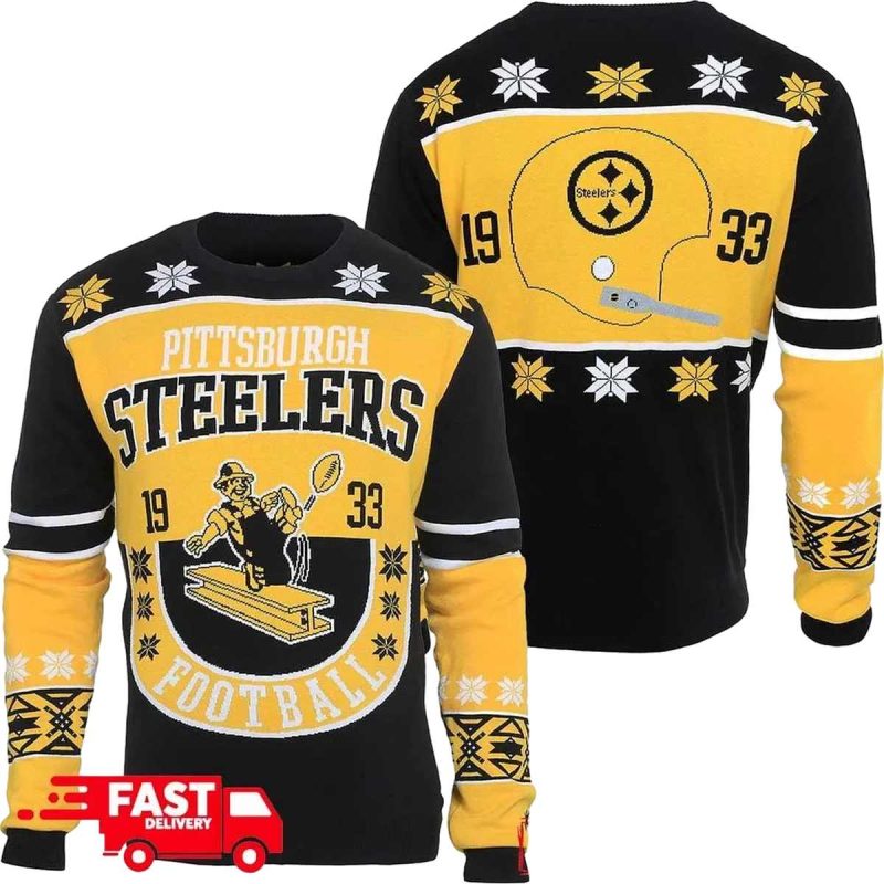 Pittsburgh Steelers Logo Est 1933 Retro Ugly Sweater 1