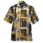 Pittsburgh Steelers Logo Football And Black Floral Hawaiian Shirt