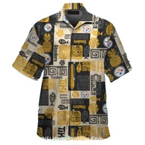 Pittsburgh Steelers Logo Football And Black Floral Hawaiian Shirt