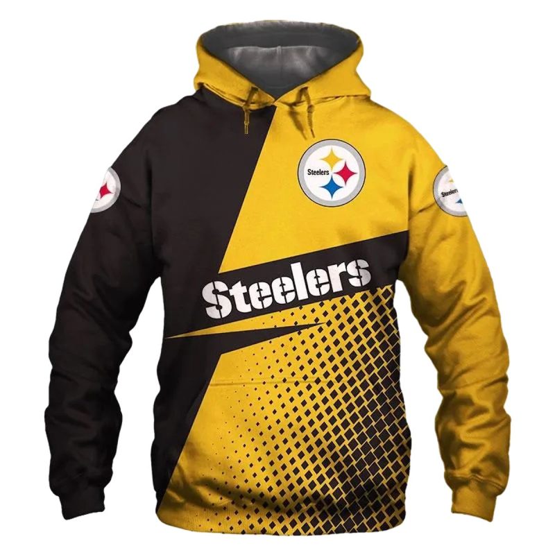 Pittsburgh Steelers Logo Halftone Yellow And Black Aop Hoodie 1