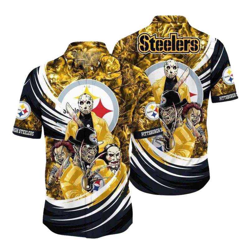 Pittsburgh Steelers Logo Halloween Horror Movies Hawaiian Shirt 1