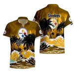 Pittsburgh Steelers Logo Helmet Wave Sunset Hawaiian Shirt