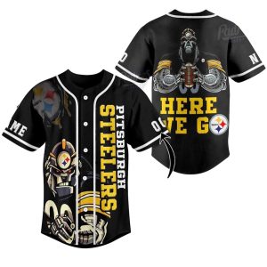 Pittsburgh Steelers Logo Here We Go Baseball Jersey
