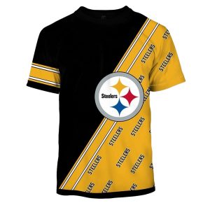 Pittsburgh Steelers Logo In My Heart Black And Yellow AOP T-Shirt