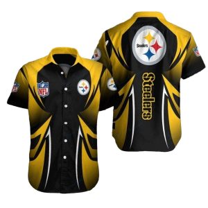 Pittsburgh Steelers Logo In My Heart Black And Yellow Hawaiian Shirt
