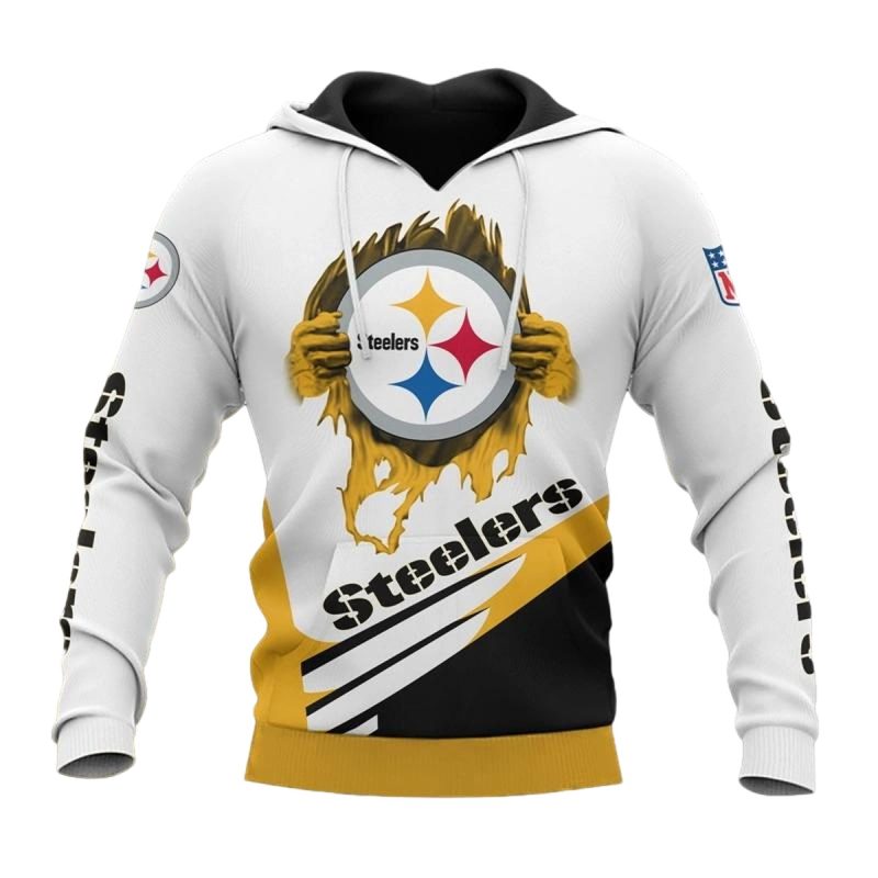 Pittsburgh Steelers Logo In My Heart White And Yellow Pattern Aop Hoodie 1