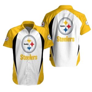 Pittsburgh Steelers Logo Inside Me Gold And White Hawaiian Shirt