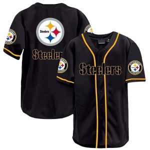 Pittsburgh Steelers Logo Lovely Black Baseball Jersey