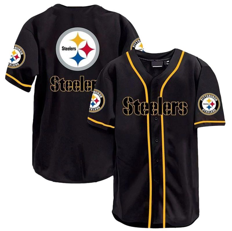 Pittsburgh Steelers Logo Lovely Black Baseball Jersey 1