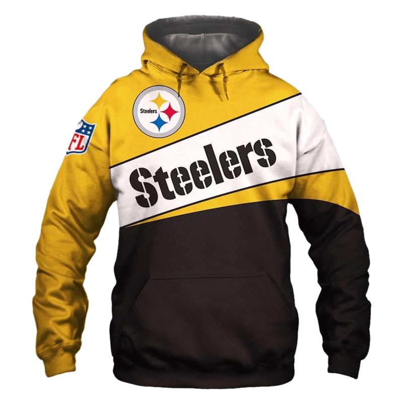 Pittsburgh Steelers Logo Lovely Black White And Yellow Aop Hoodie 1
