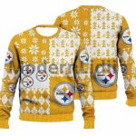Pittsburgh Steelers Logo Lovely White And Yellow Pattern Ugly Sweater
