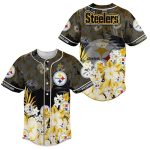 Pittsburgh Steelers Logo Tropical Summer Pattern Baseball Jersey