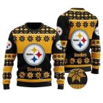 Pittsburgh Steelers Logo Ugly Christmas Black Golden Ugly Sweater