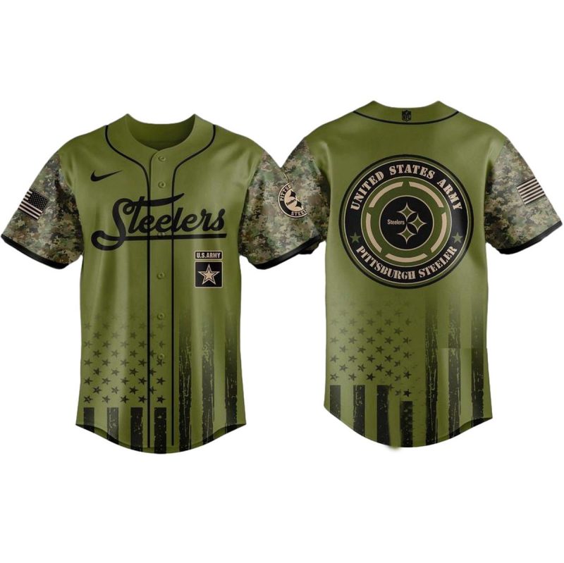 Pittsburgh Steelers Logo Us Army 2025 Baseball Jersey 1