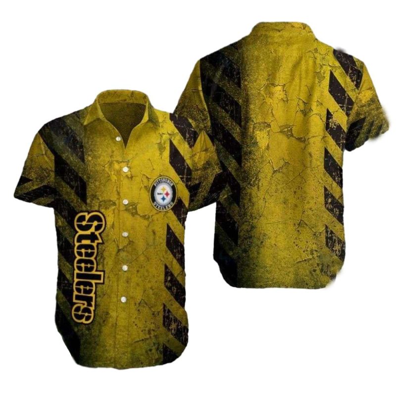Pittsburgh Steelers Logo Vintage Aged Gold Texture Hawaiian Shirt 1