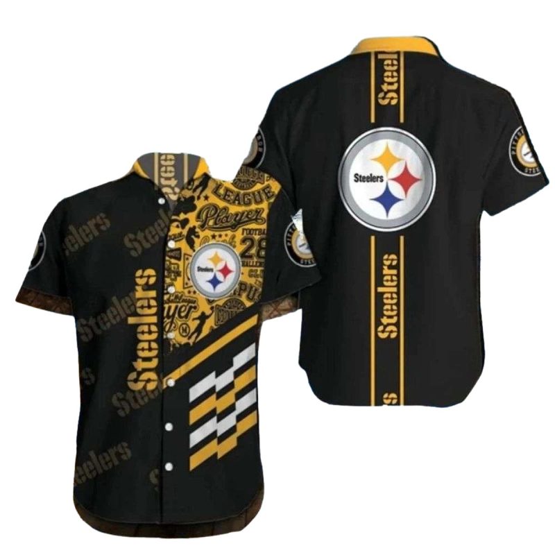 Pittsburgh Steelers Logo Vintage Black Hawaiian Shirt 1