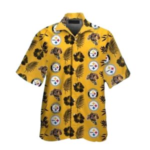 Pittsburgh Steelers Logo With Floral And Tribal Patterns Hawaiian Shirt