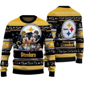 Pittsburgh Steelers Mickey And Minnie Cute Christmas Ugly Sweater